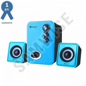 Boxe Kisonli 2.1 U-2100, 5W+2x 3W, alimentare USB, 1x jack 3.5mm, Albastru - Img 1