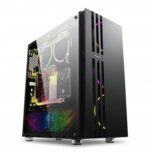 Carcasa Gaming Segotep Fenix, USB 3.0, Panou transparent, MiddleTower, Vent. 3x 120mm RGB - Img 3
