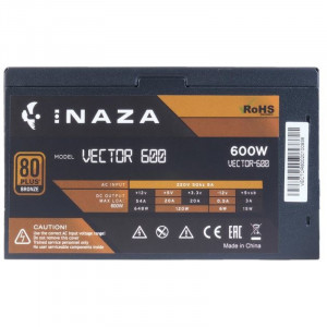 Sursa Gaming Inaza Vector, 80+ Bronze, 600W, 5x SATA, 2x Molex, 2x 6+2 PCI-E - Img 2
