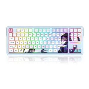 Tastatura gaming mecanica Bluetooth cu si fara fir Redragon Antonium Pro Anime bluemarin iluminare RGB