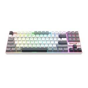 Tastatura gaming mecanica Redragon Kumara alba cu gri iluminare RGB switch-uri rosii - Img 2
