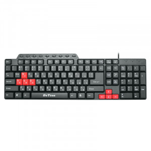 Tastatura multimedia DeTech DE6085, USB, Chirilica, butoane multimedia, negru - Img 1