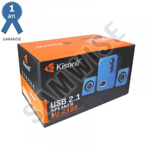 Boxe Kisonli 2.1 U-2100, 5W+2x 3W, alimentare USB, 1x jack 3.5mm, Albastru - Img 2