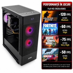 Calculator Gaming Aura V37, Intel Core i5-8500 3.0GHz, MSI MS-7A61 Z370, 8GB DDR4, SSD 240GB, HDD 500GB, HP OEM RX 480 4GB GDDR5 - Img 2