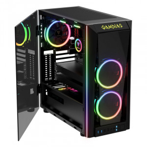 Carcasa Gaming Gamdias M1A, MiddleTower, USB 3.0, Panou transparent, Vent. 2x 120mm LED RGB - Img 2