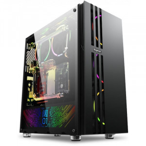 Carcasa Gaming Segotep Fenix 2, USB 3.0, Panou transparent, MiddleTower, Vent. 2x 120mm RGB led - Img 3