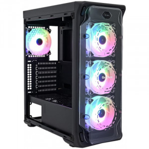 Carcasa Gaming Segotep LUX II Black RGB, Panou transparent - Img 2