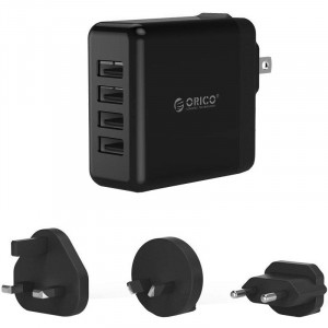 Incarcator retea GSM Orico DSP-4U Wall Charger, 4x USB, adaptor UK, AU, EU, Negru - Img 1