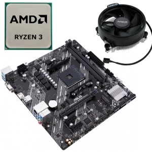 Kit Placa de baza ASUS PRIME A520M-K, AMD Ryzen 3 4100 3.8GHz, Cooler CPU inclus