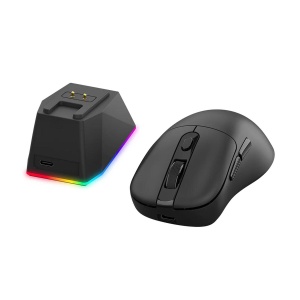 Mouse gaming wireless bluetooth si cu fir Redragon Ebony Ultra negru ultra usor 30K DPI cu dock de incarcare magnetic cu iluminare RGB si display - Img 4