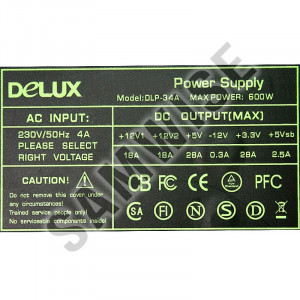 Sursa ATX Delux 600W, DLP-34A, 2 x Molex, 3 x SATA, PCI-Express, Vent 120mm - Img 4
