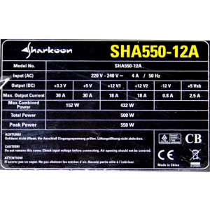 Sursa Sharkoon 550W, SHA550-12A 3 x SATA, 3 x Molex, PCI-Express, PFC Activ - Img 4
