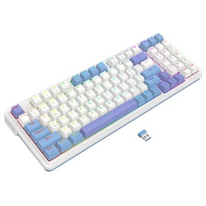 Tastatura gaming mecanica Bluetooth cu fir si wireless Redragon Gloria Pro alba iluminare RGB - Img 2