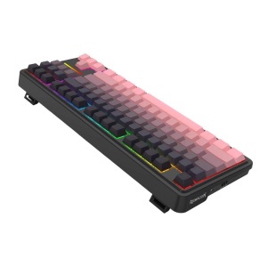 Tastatura gaming mecanica Bluetooth cu si fara fir Redragon Antonium Pro neagra cu roz iluminare RGB - Img 4