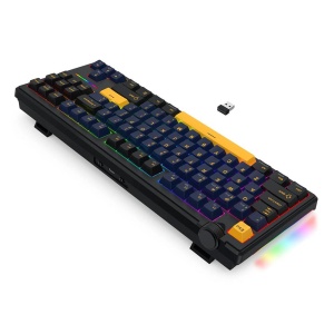 Tastatura gaming mecanica Bluetooth cu si fara fir Redragon Cyclone Pro neagra cu galben iluminare RGB - Img 3