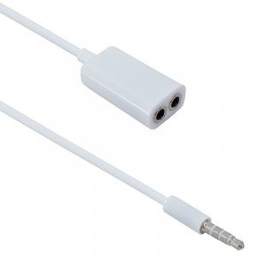 Adaptor/ Splitter DeTech Audio Jack 3.5mm tata - 2x 3.5mm mama, 12cm, Alb