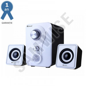 Boxe Kisonli 2.1 U-2200, 5W+2x 3W, alimentare USB, 1x jack 3.5mm, Alb - Img 1
