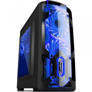 Carcasa Gaming Segotep Polar Light v3, MiniTower, USB 3.0, Iluminare LED Blue, Vent. 3x 120mm - Img 1