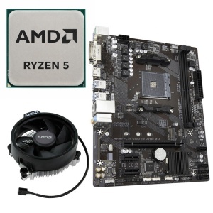 Kit Placa de baza GIGABYTE GA-A320M-H, AMD Ryzen 5 2400G 3.6GHz, Cooler CPU inclus - Img 1