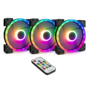 Set 3 ventilatoare Inter-Tech RS-14 140mm iluminare aRGB