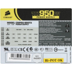 Sursa Corsair Enthusiast Series TX950 950W, Eficienta 85%, 12x SATA, 8x MOLEX, 6x 6+2 pin, PFC activ - Img 5