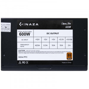 Sursa Inaza Odyssey 600W, 80+ Bronze, 4x SATA, 2x Molex, 2x 6+2 PCI-E - Img 2
