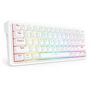 Tastatura Bluetooth si cu fir gaming mecanica Redragon Draconic V2 Pro alba iluminare RGB - Img 4