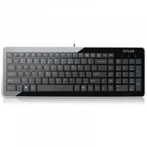 Tastatura Delux K1500 multimedia, subtire, USB, negru - Img 2