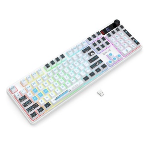 Tastatura gaming Bluetooth cu fir si wireless Redragon Volcano Pro alba iluminare RGB cu display - Img 4