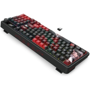 Tastatura gaming mecanica Bluetooth cu si fara fir Redragon Artemis Pro Anime AK neagra cu rosu iluminare RGB - Img 2