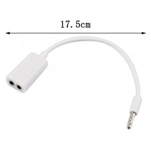 Adaptor/ Splitter DeTech Audio Jack 3.5mm tata - 2x 3.5mm mama, 12cm, Alb - Img 2