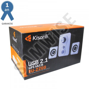Boxe Kisonli 2.1 U-2200, 5W+2x 3W, alimentare USB, 1x jack 3.5mm, Alb - Img 2