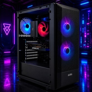 Calculator Gaming Aura V3, AMD Ryzen 5 3600 3.6GHz, B450 Gaming X, 16GB DDR4, SSD 256GB, HDD 1TB, GTX 1660 Ti 6GB GDDR6