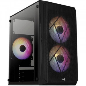 Carcasa Gaming Aerocool CS-107 V2 Black, MiniTower, USB 3.0, Panou transparent - Img 1