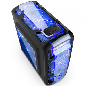 Carcasa Gaming Segotep Polar Light v3, MiniTower, USB 3.0, Iluminare LED Blue, Vent. 3x 120mm - Img 2