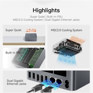 Mini PC Beelink EQi12, Intel Core i7-12650H pana la 4.7GHz, 24GB LPDDR5, SSD 512GB, Wi-Fi 6, Bluetooth 5.2 - Img 2