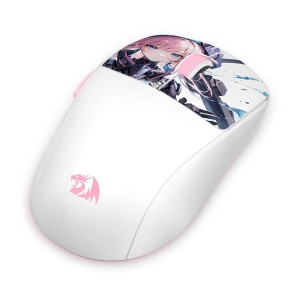 Mouse gaming Bluetooth cu si fara fir Redragon Klyamoor Pro Standard Anime alb cu roz - Img 4