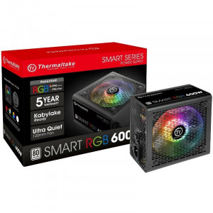Sursa Gaming Thermaltake Smart Iluminare RGB 600W, 6x SATA, 3x MOLEX, 2x 6+2 pin, PFC activ - Img 4