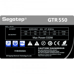 Sursa Segotep GTR-550 550W, 3x SATA, 2x Molex, 2x 6+2 pin, PFC activ - Img 2