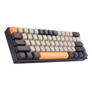 Tastatura Bluetooth si cu fir gaming mecanica Redragon Draconic Pro neagra taste negre gri si portocalii iluminare RGB - Img 2