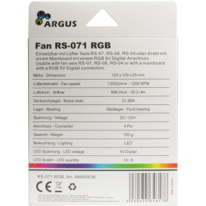 Ventilator Inter-Tech Argus RS-071 120mm iluminare RGB - Img 3