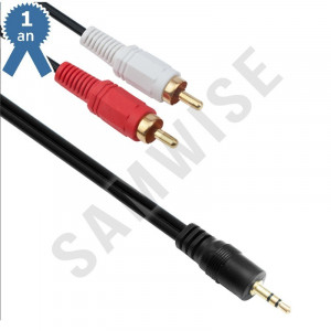 Cablu Audio DeTech Jack 3.5mm male - 2x RCA male, Calitate superioara, 3m - Img 1