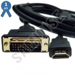 Cablu DeTech HDMI tata - DVI tata, 10m, Calitate superioara, Ferrite, Negru - Img 2