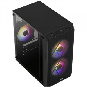 Carcasa Gaming Aerocool CS-107 V2 Black, MiniTower, USB 3.0, Panou transparent - Img 2