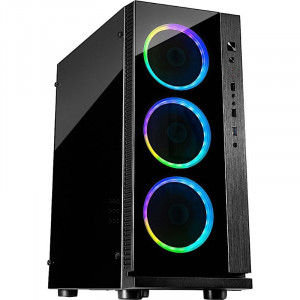 Carcasa Gaming Inter-Tech W-III RGB Black, USB 3.0, Fan controller cu telecomanda, Vent. 3x 120mm LED RGB - Img 1