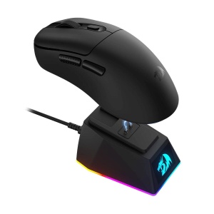 Mouse gaming wireless bluetooth si cu fir Redragon Ebony Standard negru ultra usor 24K DPI cu dock de incarcare magnetic cu iluminare RGB - Img 2
