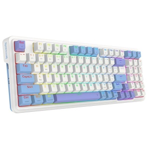 Tastatura gaming mecanica Bluetooth cu fir si wireless Redragon Gloria Pro alba iluminare RGB - Img 3