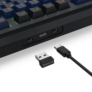 Tastatura gaming mecanica Bluetooth cu si fara fir Redragon Cyclone Pro neagra cu galben iluminare RGB - Img 4