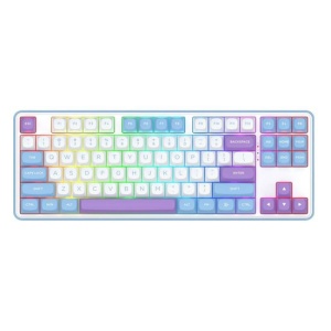 Tastatura gaming mecanica Bluetooth cu si fara fir Redragon Star Blade Pro alba cu mov