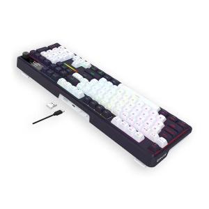 Tastatura gaming mecanica Bluetooth cu si fara fir Redragon Terraflare Pro neagra cu alb iluminare RGB - Img 3